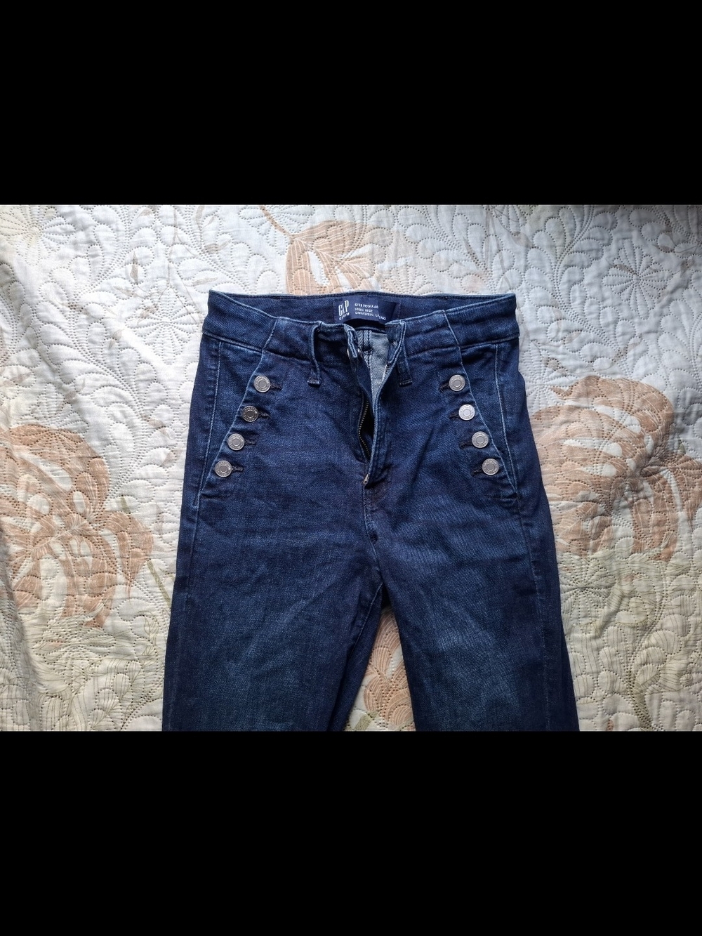 GAP Dark Blue High-Rise Jeans with Button Detail